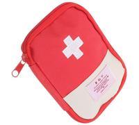 VILLCASE Trousse de Portable Multifonction en Tissu Oxford Rouge 4 Compartiments Intérieurs, 2 Poches en Filet, pour Activités Extérieures et Rangement de Remède