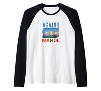Ville Agadir, tee-shirt pour voyager, plage sud du Maroc, Manche Raglan