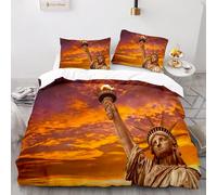 Ville Am¿¿Ricaine House De Couette X Cm Polyester-Coton Linge De Lit Anti-Allergique Housse De Couette Personne Avec Deux Taies D'oreiller X Cm