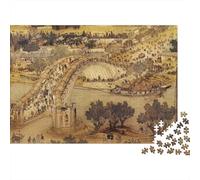 Ville Antique Pont Rivière Puzzle 1000 Pièces Papier pour Adultes Scène Historique Jeu de Puzzle 1000 Pièces Détente Loisirs Famille 52x38cm/1000pcs