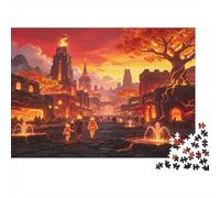 Ville Antique Volcanique Puzzle 1000 Pièces Papier Jeu de Puzzle 1000 Pièces pour Adultes Paysage au Coucher du Soleil Décoration Maison Cadeau Famille 70x50cm/1000pcs