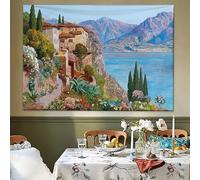 Ville au bord de la mer restaurant décoration drap Art toile de fond mur drap chambre à coucher peinture murale en tissu salon paysage peinture à l'huile 30 × 50cm