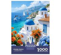 Ville Bleue et Blanche Puzzle 1000 Pièces Adultes Puzzles 1000 Pièce Jeu De Team Building Décor À La Maison 70x50cm/1000pcs