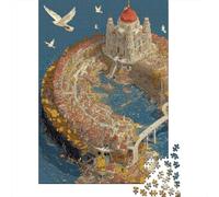 Ville Conte fées 1000 PC 3 Couches Carton Ville Anneau Fantaisie Puzzle, Jeu Impossible, Formation Logique, Décompression & Cadeau Collectionneurs Famille 70x50cm/1000pcs