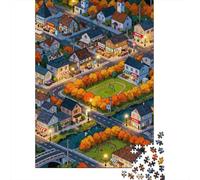 Ville Conte fées 1000 PC Carton DIY Vue Ville Automne Puzzle, Entraînement Concentration Adolescents, Soulagement Stress & Loisirs Après L'école 70x50cm/1000pcs