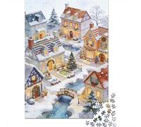Ville Conte fées Paquet 1000 Pièces Carton Recyclé Place Ville Noël Puzzle, Décompression Adultes/Adolescents, Cadeau Personnalisé & Loisirs Intérieurs 70x50cm/1000pcs