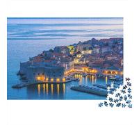 Ville côtière au crépuscule 1000 Pièces Puzzle Unique Décoration Moderne Dubrovnik au crépuscule Puzzle Jouets De Jeu pour Adultes Et Enfants 52x38cm/1000pcs