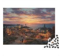 Ville côtière d'halloween Puzzle 1000 Pièces Adulte sans Poussière, Jeu De Puzzle Premium Jeu Éducatif Décompression pour Une Activité Détente, Fun Fresent & Activités pour La Maison 52x38cm/1000pcs