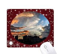ville crépuscule nuages orange sky tapis de souris en hiver flocon de neige