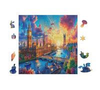 Ville de Big Ben 100 Pièces Puzzle Adulte en Carton sans Déformation Très Difficile Haute Difficulté Anti-Stress Décoration Murale Idée Cadeau Anniversaire 28x28cm