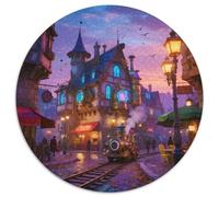 Ville de Conte de fées1000 Pièces Puzzles pour Adultes Et Enfants paysagePuzzle Rond, Jeu D'Intelligence, Art, Cadeau, Difficile, Impossible1000pcs (67.5x67.5cm)
