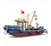 Ville De La Créativité Des Pêcheurs, Bateau De Pêche, Bateau À Voile, Bloc De Construction, Briques, Jouets Pour Enfants, Cadeau De Noël, 2021