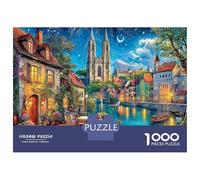Ville de la nuit 1000 Pièces Ensemble De Puzzles Pour Relever Un Défi Considérablement Difficile Cathedral by River Sunset recommandé Après L'école Et Pour Les Puzzles Les Plus Populaires 70x50cm1000p