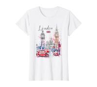 Ville de Londres, Angleterre, Paysage Urbain, Big Bridge, Ben Art, Souvenir T-Shirt Graphique avec Valeur, Femme, Blanc, L