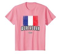 Ville de MONTAUBAN - France | FR - Drapeau Français - T-Shirt, Enfant, Rose, 8 Ans
