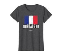 Ville de MONTAUBAN - France | FR - Drapeau Français - T-Shirt, Femme, Chiné Foncé, L