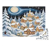 Ville de Neige de Noël Puzzle 1000 Pièces Adultes intéressant Puzzles 1000 Pièce Jeu Éduchatif Cadeau 52x38cm/1000pcs