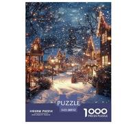Ville de Noël Nuit Neigée Puzzle 1000 Pièces Educa Jouet Divertissement Créatif Décoration Intérieure Intéressant Jeu Éduchatif Challenge Toy pour Adultes Et Enfants À Partir De 12 Ans 52x38cm/1000pc