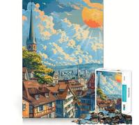 Ville de Zurich,Suisse Puzzle de 1000 pièces pour Adultes Jeu de réflexion et d'exercice Assemblage Parfait sans Espace Activité de Partage et de complicité à Partager en Famille ou Entre Amis