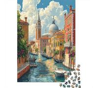 Ville d'eau de Venise Puzzles pour Adultes 1000 Teile Jeu Éducatif Jouets Défi Artisanat Cadeau Famille Décor À La Maison Jeu D'adresse pour Toute La Famille 1000pcs (75x50cm)