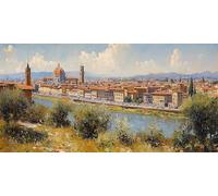 Ville Diamond Painting Adulte 50 x 100CM Diamond Painting Florence 5D DIY Strass Kit Broderie Point de Croix Peinture Diamant Kit Complet Adulte pour Cadeau Femme Tableau Decoration Murale ZSHD-1055