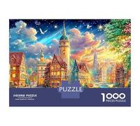 Ville européenne avec des Tours au crépuscule Puzzle De 1000 Pièces Ville européenne pour Garçons, Filles, Hommes Et Femmes 52x38cm/1000pcs