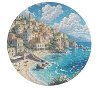 Ville Iya Rond Puzzle 195 Pièces pour Paisaje Edificio Adultes Enfants Forme d'animal Qualité Premium Artistique Art Relaxation Réduction du Stress Murale 195 PCS