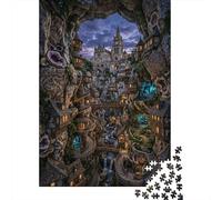 Ville médiévale Puzzles 1000 Pièces Maisons Cliff pour Seniors Anti-Stress Activité Intérieure Cadeau d'anniversaire 38x26cm/1000pcs