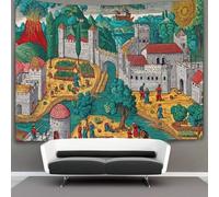 Ville médiévale Tapisserie Travailleurs agricoles 3D Tenture Murales Décorations Pour La Maison Pour La Chambre 100cmx150cm