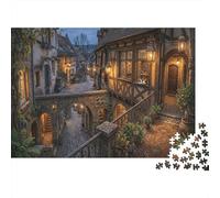 Ville médiévalePuzzles 1000 Pièces en Carton Architecture Tudor pour Amateurs De Puzzles Anti-Stress Amusement par Temps De Pluie 70x50cm/1000pcs