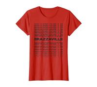 Ville Minimaliste - Congo Modern Brazzaville T-Shirt, Femme, Rouge, L