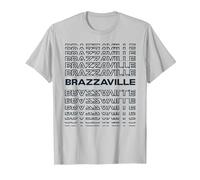 Ville Minimaliste - Congo Modern Brazzaville T-Shirt, Homme, Argent, L