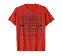 Ville Minimaliste - Congo Modern Brazzaville T-Shirt, Homme, Rouge, L
