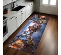 Ville Nordique Tapis de Cuisine Rue Riverside Long Lavable Antidérapant Antifatigue Devant Évier Décoration Paillasson 40 x 120 cm