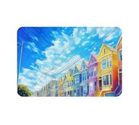 Ville Peinte De Rêve Paillasson Intérieur Doux Welcome Paillassons Lavable en Machine Tapis De Bain pour Cuisine Couloir Salon 40X60Cm