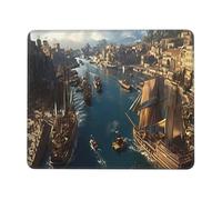 Ville Portuaire Et De Voiliers D'Époque Mouse Pad Antidérapant Mousepad Résistant À Usure Tapis De Souris pour Travail Voyage Jeu 25X30Cm