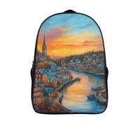 ville portuaire sacs dos imprimé 3d 2 compartiment 12 ans et plus Unisexe grande capacité coucher de soleil sac à dos de loisirs sacs d'école-16,pour l'école les voyages les affaires
