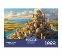Ville PortuaireCasse-tête 1000 Pièces avec Découpe Précise, Jeu De Puzzles en Lot Château Côte Vintagactivité Zen pour La Décoration De Bureau, Idée Cadeau Anniversaire 38x26cm/1000pcs