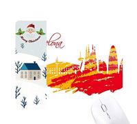ville silhouette rouge et jaune de barcelone cadeau de noël maison tapis de souris