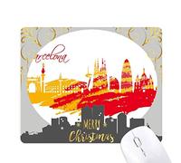 ville silhouette rouge et jaune de barcelone la nuit de noël, tapis de souris en caoutchouc