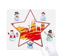 ville silhouette rouge et jaune de barcelone le bonhomme de neige étoile tapis de souris