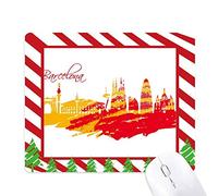 ville silhouette rouge et jaune de barcelone tapis de souris canne de noël du tapis.