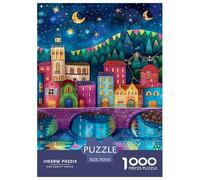 Ville sous Le Ciel Nocturne Puzzle 1000 Pièces - Défi Stratégique pour Adultes, Découpe Précise, Relaxation, Soirée Jeux en Famille, 70x50cm/1000pcs