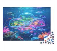 Ville sous Marine Créatures Marines Puzzle 1000 Pièces Puzzle pour Adultes Relaxation Cadeau Maison 52x38cm/1000pcs