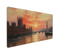 Ville Tapis de Souris Gaming 600x300x3mm, Grand Tapis de Souris Gamer Bureau Royaume-Uni Bords Surpiqués Précision Vitesse Base Caoutchouc Imperméable Antidérapante pour Bureau, Études,Gaming 0E-15