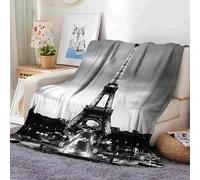 Ville Vue De Nuit Paris France Tour Eiffel Couverture Plaid Gris 150x200 cm Plaid Polaire, Couverture et Plaid Canapé Grande Taille en Flanelle Douce et Chaude, Confortable pour Enfants et Adultes