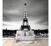 Ville Vue De Nuit Paris France Tour Eiffel Papier Peint Panoramique 3D Murales 350x256 cm Gris Murale 3D Papier Peint Intissé Poster Décoration Fond De Mur Tv Salon Papier Peint Murales