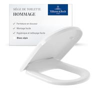 Villeroy & Boch Abattant WC Hommage Blanc – Charnières en acier inoxydable