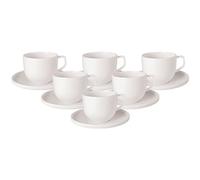Villeroy & Boch Afina Lot de 6 tasses à café avec soucoupes, 150 ml, service à café et à thé pour 6 personnes, fabriquées en Allemagne, porcelaine de qualité supérieure, passent au lave-vaisselle et
