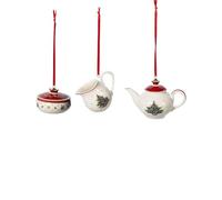 Villeroy & Boch Suspension de sapin de Noël service à café Toy's Delight. lot de 3 Blanc-rouge